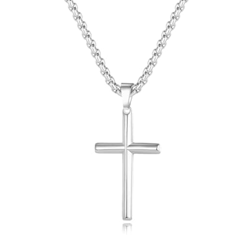 JAYUMO Men's Stainless Steel Cross Necklace with Lord's Prayer Pendant 20" Chain