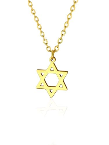 Star of David Necklace, Stainless Steel & Gold Plated, Israel Gift for Men & Women