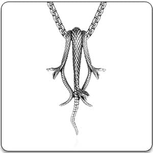 Stainless Steel Snake Pendant Necklace by PEAS Punk Jewelry