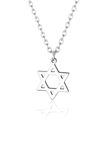 Star of David Necklace, Stainless Steel & Gold Plated, Israel Gift for Men & Women