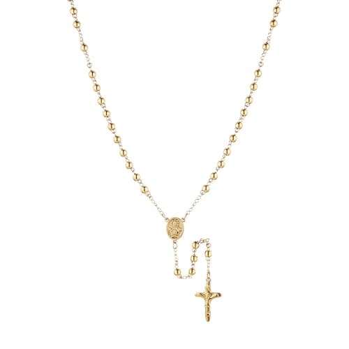 Women's Stainless Steel Rosary Cross Necklace