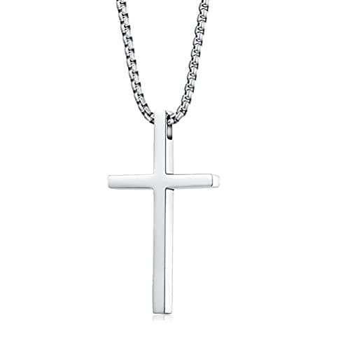 Philippians 4:13 Rnivida Men's Stainless Steel Cross Necklace