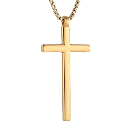 HZMAN Large Cross Necklace for Men Stainless Steel Retro Gift