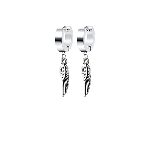PJWONG Punk Hip Hop Silver Black Gold Tone Dangle Hoop Earrings for Women Men Teens