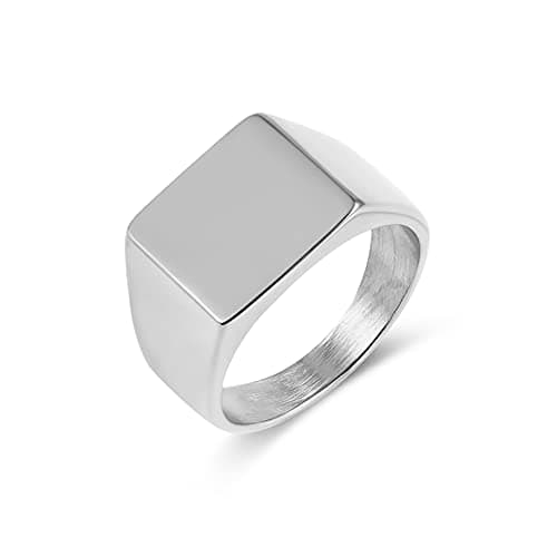Stainless Steel Square Signet Ring - Men and Women
