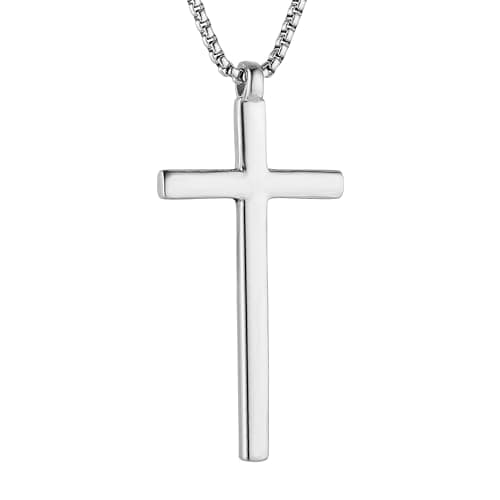 HZMAN Large Cross Necklace for Men Stainless Steel Retro Gift