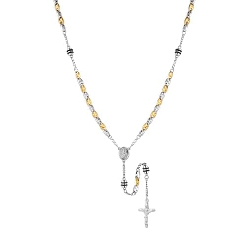 Women's Stainless Steel Rosary Cross Necklace