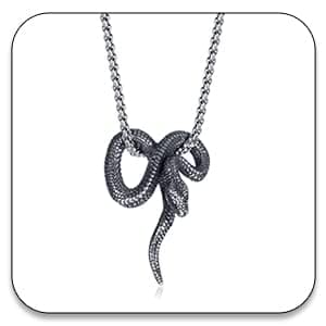 Stainless Steel Snake Pendant Necklace by PEAS Punk Jewelry