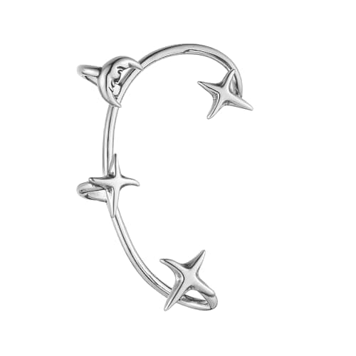 HZMAN Star Moon Ear Cuff Earrings for Women Stainless Steel Jewelry
