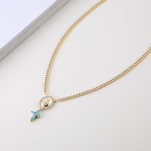 HZMAN Women's Dainty 14K Gold Plated Cross Pendant Choker Necklace Adjustible Gift
