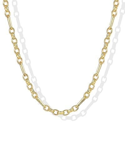 Pavoi 14K Gold Plated Curb Necklace with Beads and Chains