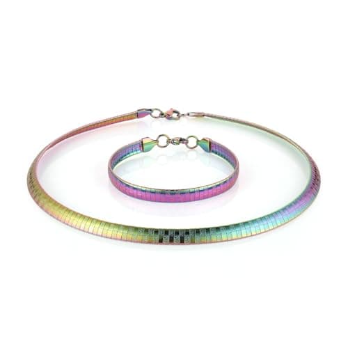 HZMAN Stainless Steel Omega Chain Necklace & Bracelet Set