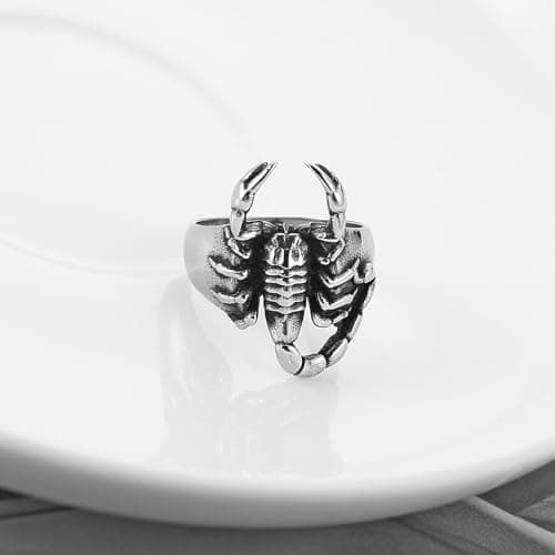 HZMAN Gothic Stainless Steel Scorpion Ring for Men Halloween Jewelry