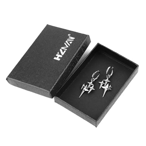 HZMAN Stainless Steel Retro Hinged Huggie Hoop Earrings for Men & Women Jewelry Gift