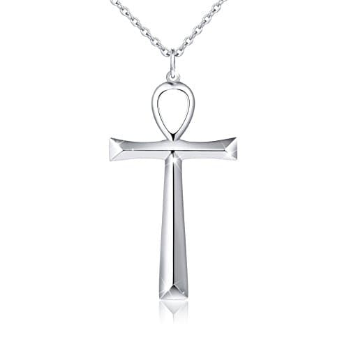 Men's Sterling Silver Cross Pendant Necklace - 24 Inch Chain