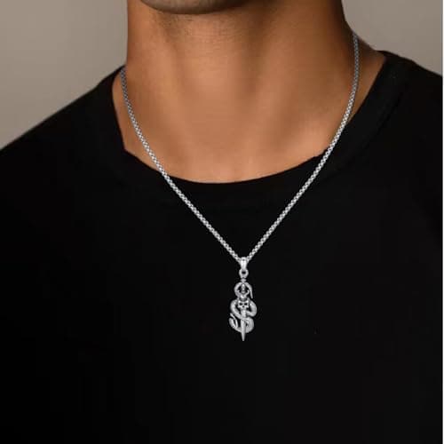 Silikepa 925 Sterling Silver Mysterious Snake Pendant Necklace
