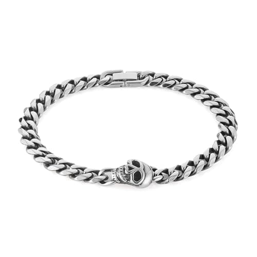 HZMAN Red Skull Stainless Steel Bracelet for Men Gothic Punk Jewelry