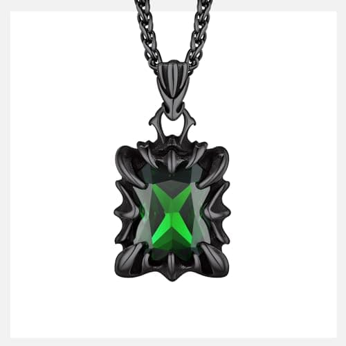Gothic Stainless Steel Dragon Claw Pendant Necklace for Men and Women - Ruby/Blue Topaz/Emerald/Black Onyx