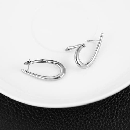HZMAN Lightweight Stainless Steel Geometric Irregular U-Shaped Earring Jewelry