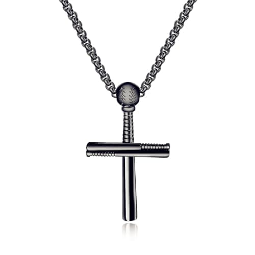 Baseball Cross Pendant Necklace - Stainless Steel Hip Hop Jewelry for Athletes and Sports Lovers
