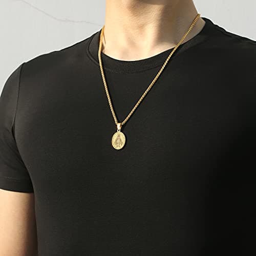 Stainless Steel Catholic Patron Saints Necklace 24 Inches