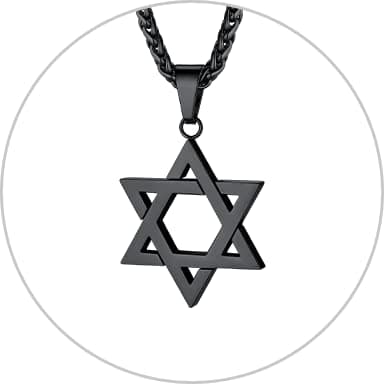 ChainsHouse Magen Star of David Necklace, Stainless Steel/18K Gold Plated Hexagram Jewelry