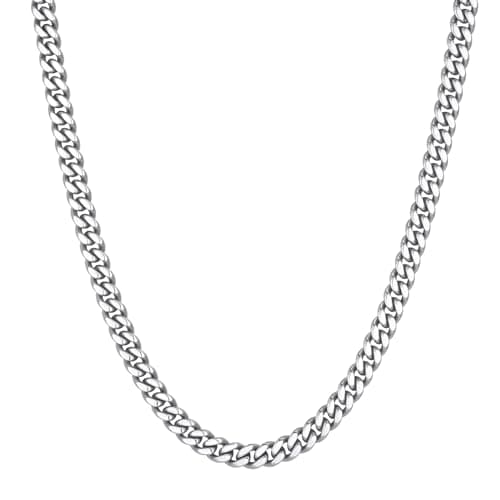 VEXXS Men's Real Gold Plated Cuban Link Chain Necklace, Durable 4mm-6mm