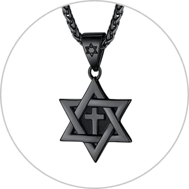 ChainsHouse Magen Star of David Necklace, Stainless Steel/18K Gold Plated Hexagram Jewelry