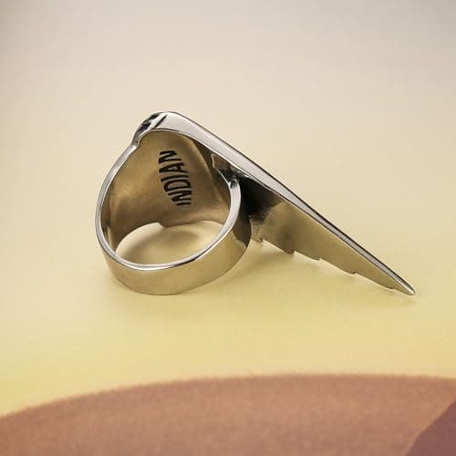 HZMAN Indian Chief Vintage Stainless Steel Head Ring for Men Jewelry Gift