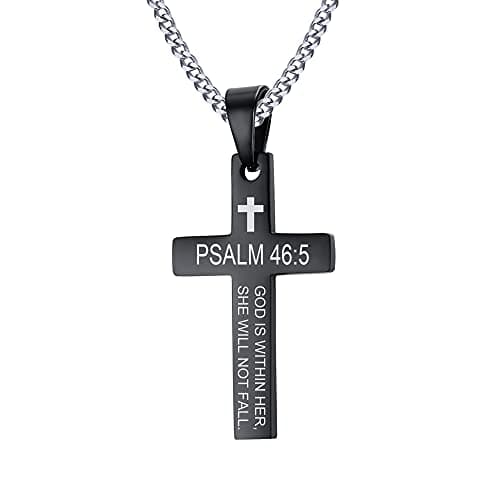 VNOX Cross Necklaces for Men & Boys - Christian Jewelry with Religious Quotes