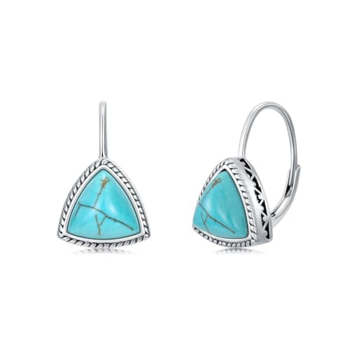 Lvoryance Genuine 10-11mm Green Turquoise Leverback Earrings