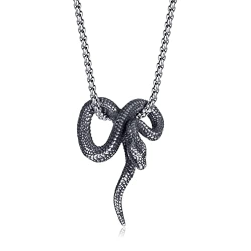 Stainless Steel Snake Pendant Necklace by PEAS Punk Jewelry