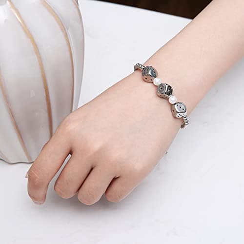 HZMAN Adjustable Beaded Bracelet for Women Artificial Pearl Party Jewelry