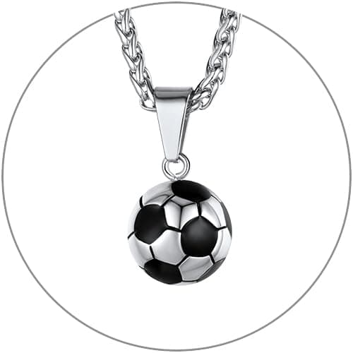 GOLDCHIC JEWELRY Sports Necklaces for Men and Teens – Stainless Steel Chain Jewelry for Football, Baseball, Soccer, Basketball, and Softball Fans