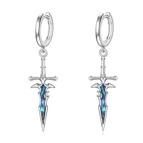AINFQY Sword Drop Earrings 925 Sterling Silver Viking Jewelry