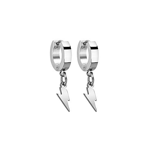 PJWONG Punk Hip Hop Silver Black Gold Tone Dangle Hoop Earrings for Women Men Teens