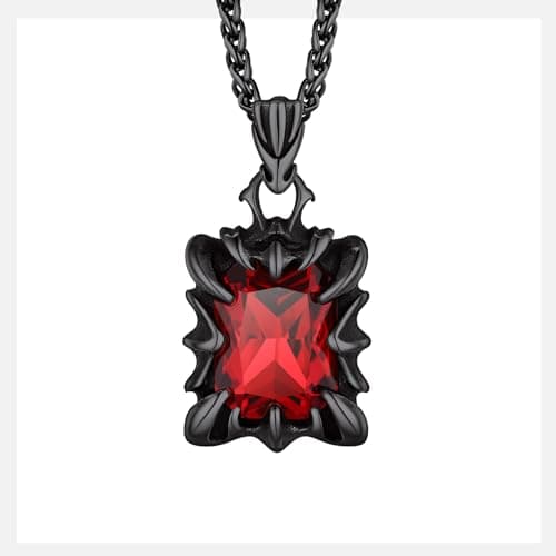 Gothic Stainless Steel Dragon Claw Pendant Necklace for Men and Women - Ruby/Blue Topaz/Emerald/Black Onyx
