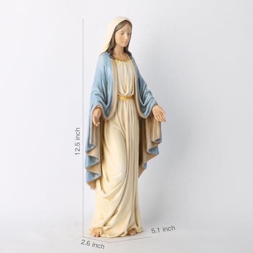 BC BuildClassic 12.5" Blessed Virgin Mary Statue, Hand Painted Religious Gift
