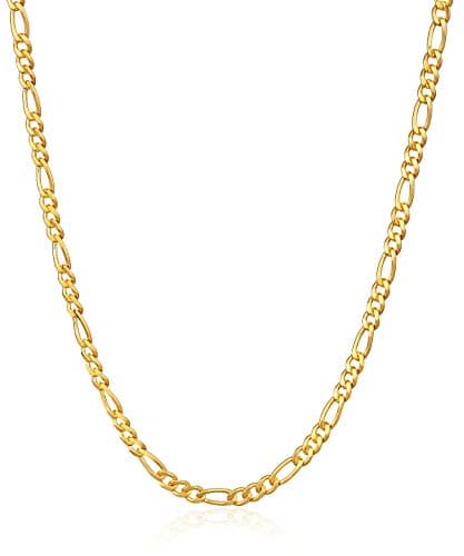 Gold Plated Figaro Chain Necklace for Women & Men