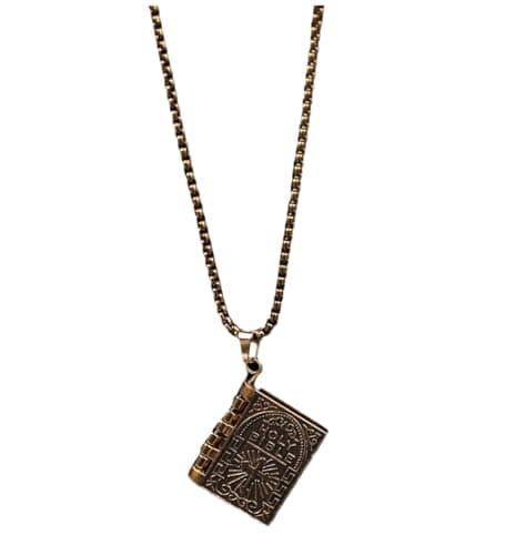 DATOA Openable Prayer Bible Book Pendant Necklace Religious Gift