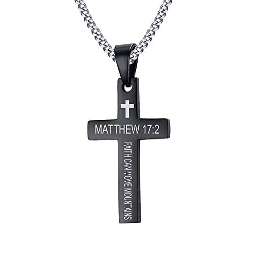 VNOX Cross Necklaces for Men & Boys - Christian Jewelry with Religious Quotes