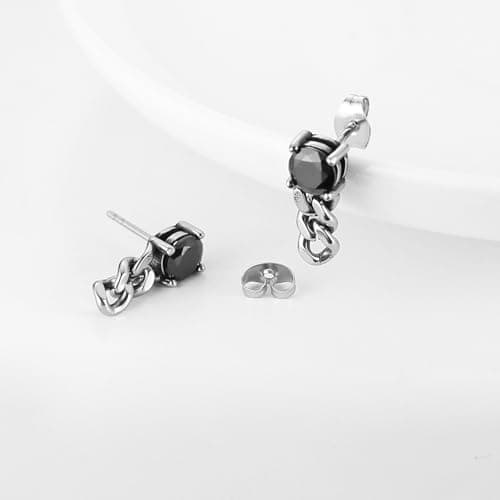 HZMAN Stainless Steel Cubic Zirconia Stud Earrings for Men and Women