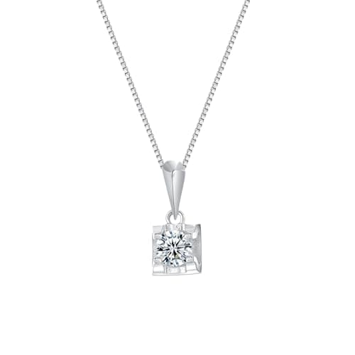 ZHIYINMEI 925 Sterling Silver Necklace with Square CZ Pendant