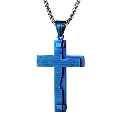 HZMAN Stainless Steel Lord's Prayer Pendant with Wheat Chain Necklace
