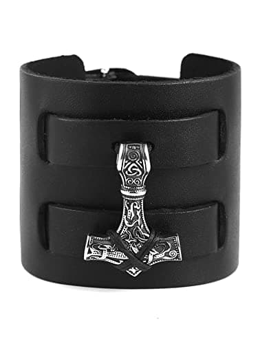 HAQUIL Norse Mjolnir Pendant Viking Bracelet for Men