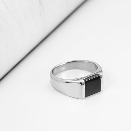 Black Onyx Stainless Steel Ring Wedding Jewelry Gift