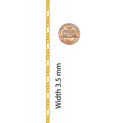 3.5mm Figaro Chain Necklace for Men and Women - 24k Real Gold Plated