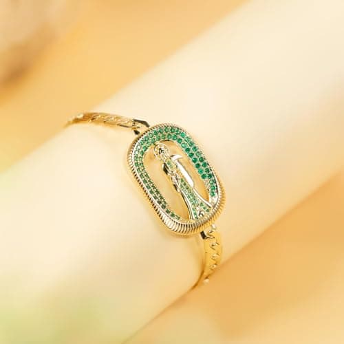 HZMAN Saint Jude Cubic Zirconia Bracelet for Women Gold Plated Protection Jewelry