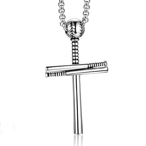 Rehoboth Baseball Bat Cross Pendant Necklace for Men and Women