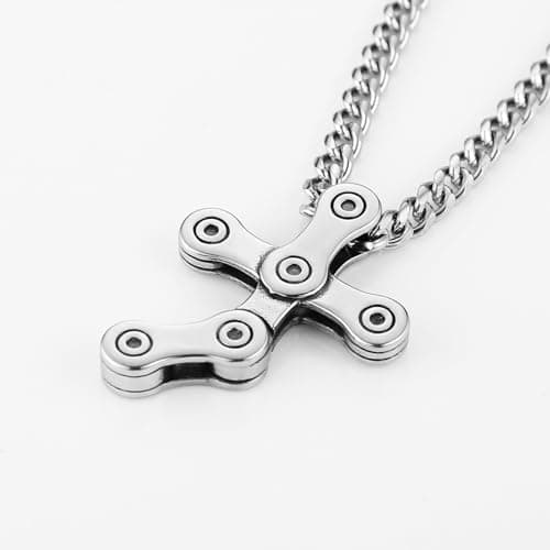 HZMAN Rotatable Silver Cross Necklace for Men Jewelry Gift